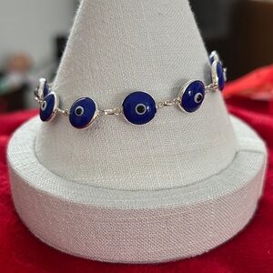 Evil Eye‎ Blue Greek Mati Sterling Silver Bracelet